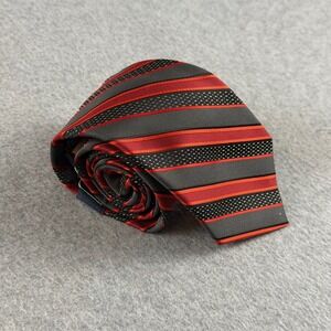 Arrow Men's Tie Red Black Repp Striped Polyester Tie Modern Classic NWT 56x3.1"